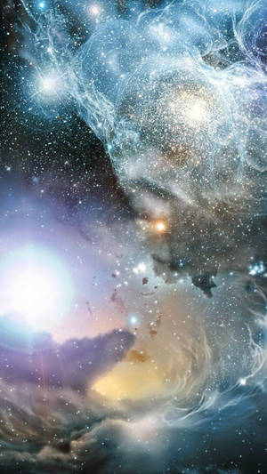 廣闊的宇宙星雲，在深空中閃耀著發光的氣體和星星。