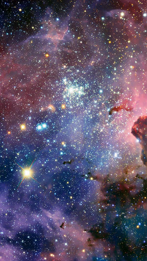 充滿活力的宇宙星雲，帶有發光的恆星和色彩繽紛的氣體雲。