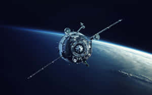 地球上空軌道上的衛星，顯示曲率和大氣