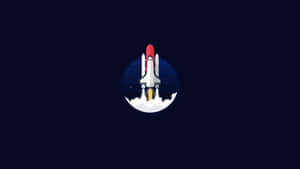 太空穿梭機從月球發射，背景是繁星點點的夜空