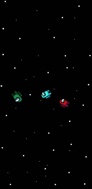 三個卡通太空人在星際間漂浮