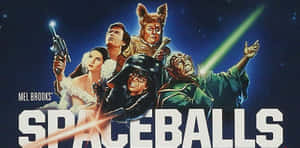 Spaceballs 電影海報，角色穿著太空裝備和雷射光束。 — 電影 壁紙