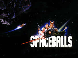 Spaceballs 電影海報， featuring 太空中的角色，配有太空船和激光束。