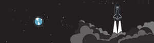 火箭發射到太空，遠處可見地球。 — 火箭 GIF 壁紙