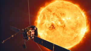 太陽觀測太空船靠近太陽，伴有太陽耀斑