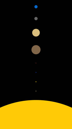 極簡抽象太空場景，黑色背景上有彩色點和黃色曲線。