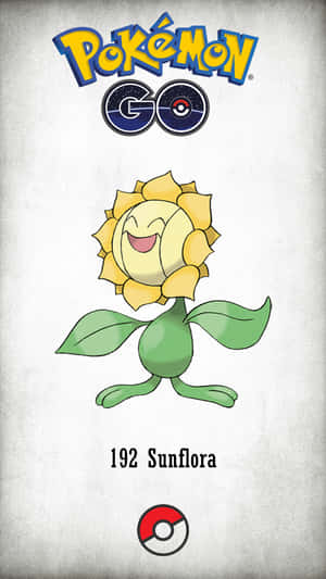 來自Pokémon GO的Sunflora寶可夢角色，帶著笑臉和綠色莖。