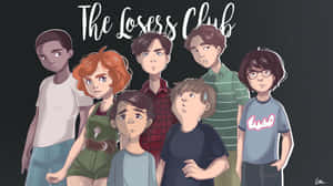 七個插圖青少年表情嚴肅，站在「The Losers Club」標題下。