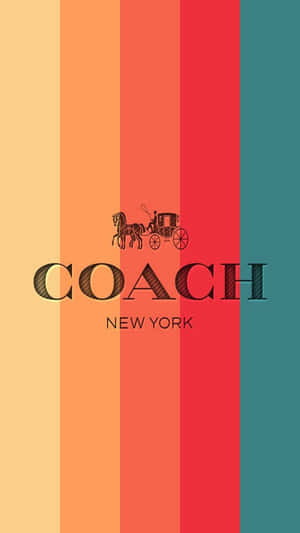 Coach New York 標誌，馬和馬車在彩色垂直條紋上。