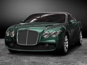 綠色 Bentley Continental GT 豪華跑車在攝影棚燈光下