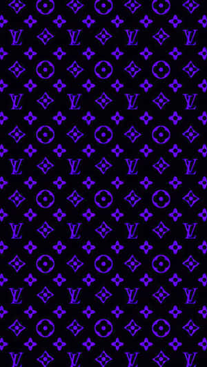 紫色 Louis Vuitton 字母圖案黑色背景壁紙