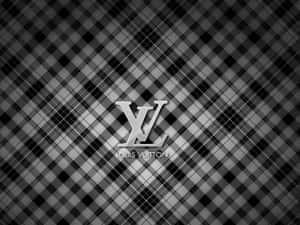 黑白格仔背景上的 Louis Vuitton 標誌。