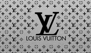 Louis Vuitton標誌在拉絲金屬上，帶有重複的字母組合圖案。 — 路易威登 壁紙
