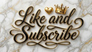 大理石背景上帶有皇冠和心形圖案的Like and Subscribe文字