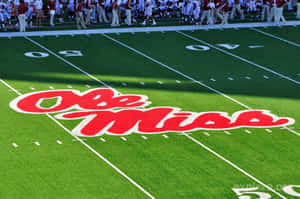 Ole Miss 足球場，背景有球員