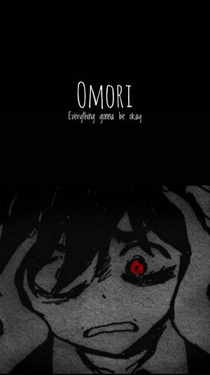 動漫角色，有一隻紅色眼睛和文字OMORI Everything gonna be okay