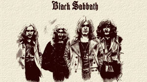復古半色調插圖中的Black Sabbath樂隊成員。
