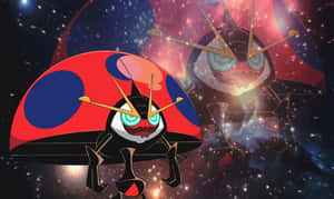 兩隻風格化嘅瓢蟲小精靈喺一個色彩繽紛嘅星空場景入面。 — 星星 壁紙