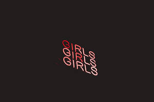 紅色霓虹燈文字在深色背景上重複GIRLS。