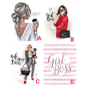四個插圖女性，帶有「Girl Boss」和「Wife Mom Boss」文字，慶祝賦權。