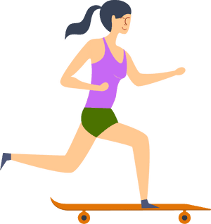 女性滑板健身插畫