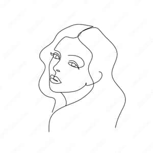 極簡線條藝術的女性側面肖像。