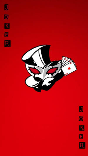 小丑角色在紅色背景上手持撲克牌