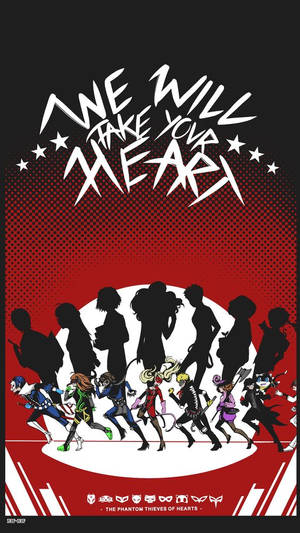 剪影動畫角色在「We Will Take Your Heart」這句話下奔跑。
