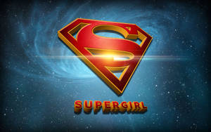 Supergirl 標誌在太空中閃耀，伴隨著星星和宇宙漩渦。