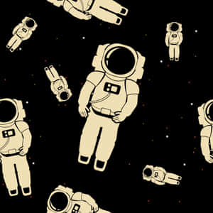 奶油色太空人以簡單輪廓在星空飄浮。 — iPad Pro 壁紙
