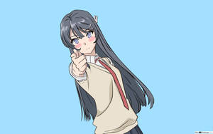 灰髮藍眼的動漫女孩穿著校服指向觀眾。