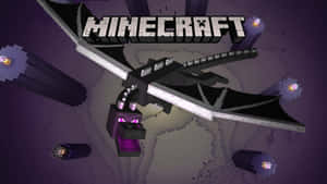 Minecraft 終界龍在紫色終界維度中飛行，帶有終界水晶。 — 龍 壁紙