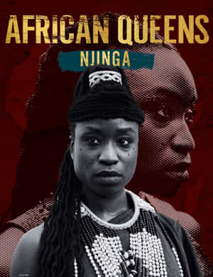 非洲女王 Njinga 穿著傳統珠飾，搭配大膽紅色背景的肖像。 — Netflix GIF 壁紙