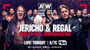 摔角手 Jericho 和 Regal 在 AEW Dynamite 的宣傳海報中對峙。 — 摔角 GIF 壁紙