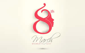 紅色風格化數字八，帶有女性側面輪廓，用於March 8th Women's Day。