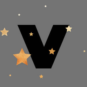 灰色背景上的黑色字母V配金色星星 — 星星 壁紙