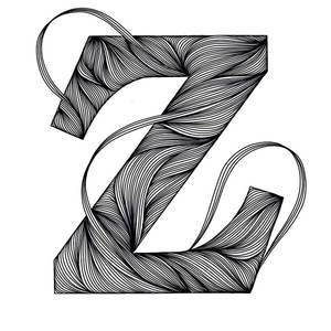以黑白漩渦線條圖案風格化的字母Z。
