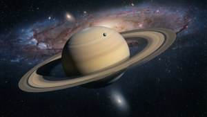 土星帶光環，背景是星空星系