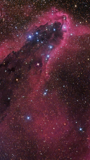 一個色彩繽紛的宇宙星雲，充滿了星星和深空中的黑暗塵埃雲。