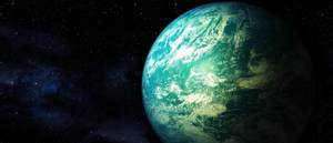 地球在太空中與星星和星雲一起發光