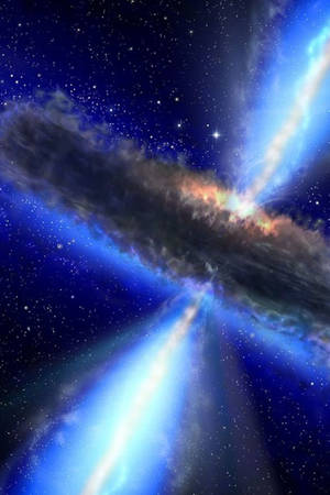 宇宙爆炸帶有藍色光束和暗星雲，背景是星場 — 太空 壁紙