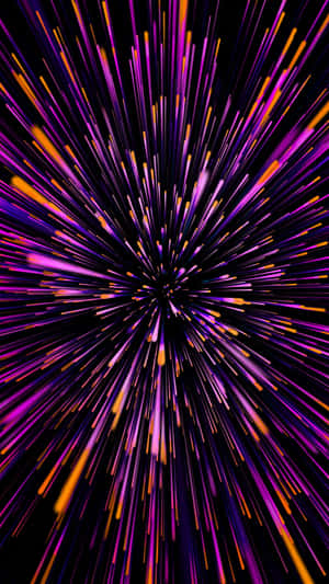 動態宇宙爆炸，紫色和橙色條紋從中心向外輻射。