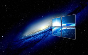 Windows標誌窗戶顯示地球和星系在太空中
