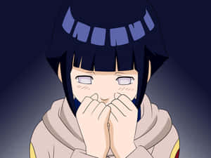 深色頭髮和頭帶的動漫女孩用雙手捂住嘴巴。 — 漩渦鳴人 GIF 壁紙