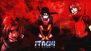 三個身穿紅黑裝備的動漫忍者角色，帶有 'Itachi' 文字。