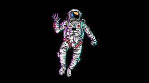 一個霓虹輪廓的太空人在太空中漂浮並揮手。 — 太空人 壁紙