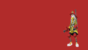 卡通消防員穿著黃色裝備，在紅色背景前手持工具 — 鬥陣特攻 GIF 壁紙