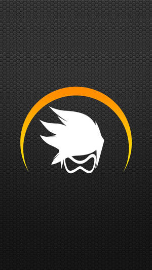 Overwatch英雄標誌，帶有橙色弧線，位於黑色六角形背景上