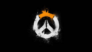 黑色背景上帶有油漆飛濺效果嘅Overwatch標誌