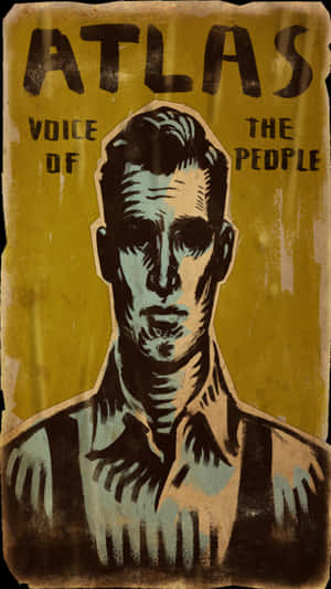 復古宣傳海報，展示一名男子及文字 Atlas Voice of the People。